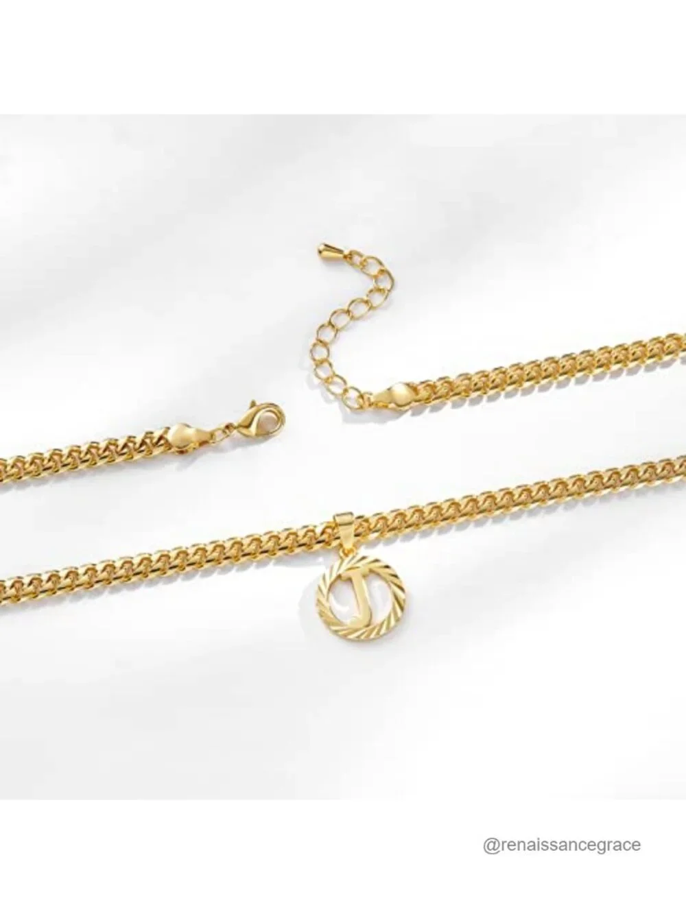 Personalized Initial Pendant Necklace 14k Gold Plated Stainless Steel